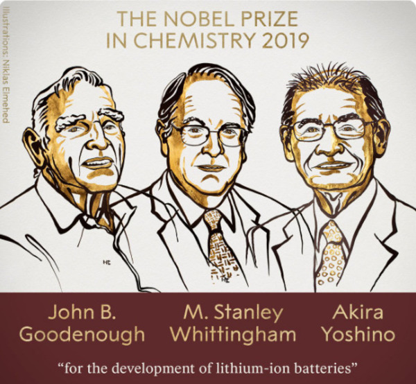 Нобелевскую премию по химии в 2019 году вручили за разработку литий-ионных аккумуляторов